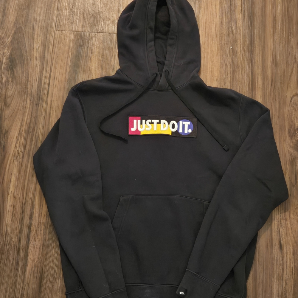 Nike Black Hoodie with Multicolor Logo